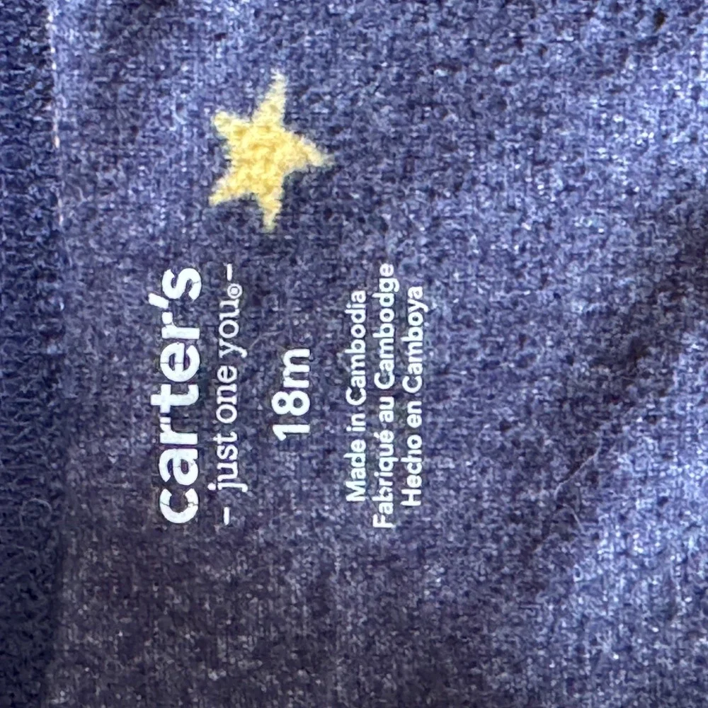 Carters Just One You Boys 18M Navy Blue Rocket Ship Fleece‎ Footed Pajamas